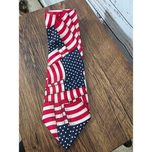 Mens Patriotic American Flad Necktie Red White Blue Stars Stripes by A. Rogers